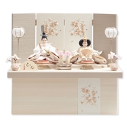 久月 親王収納飾り「花輪刺繍アッシュグレー」35104K 雛人形  【メーカー直送】