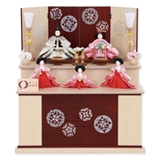 五人収納飾り「木目ワイン色に浮線綾」 34077F 雛人形 【メーカー直送】