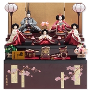 三段五人収納「紅雅吉祥枝桜」 34096K 雛人形 【メーカー直送】