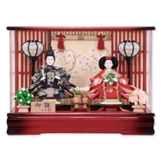 親王ケース飾り「格子に雪輪桜模様桜橘」 38159F 雛人形 【メーカー直送】