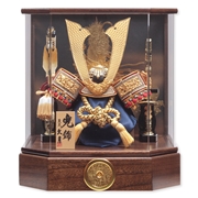 兜ケース飾り　「金龍長鍬形木目六角」 56129K 五月人形 【メーカー直送】