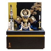 兜収納飾り「黒木目金彩松徳川家康」 54772W 五月人形 【メーカー直送】