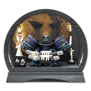 兜ケース飾り「黒木目半円大鍬形」 56388W 五月人形 【メーカー直送】