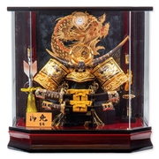 兜ケース飾り「金彩龍上杉謙信」 56389W 五月人形 【メーカー直送】