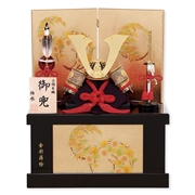 兜収納飾り「花丸金彩蒔絵赤糸縅し」 54102F 五月人形 【メーカー直送】