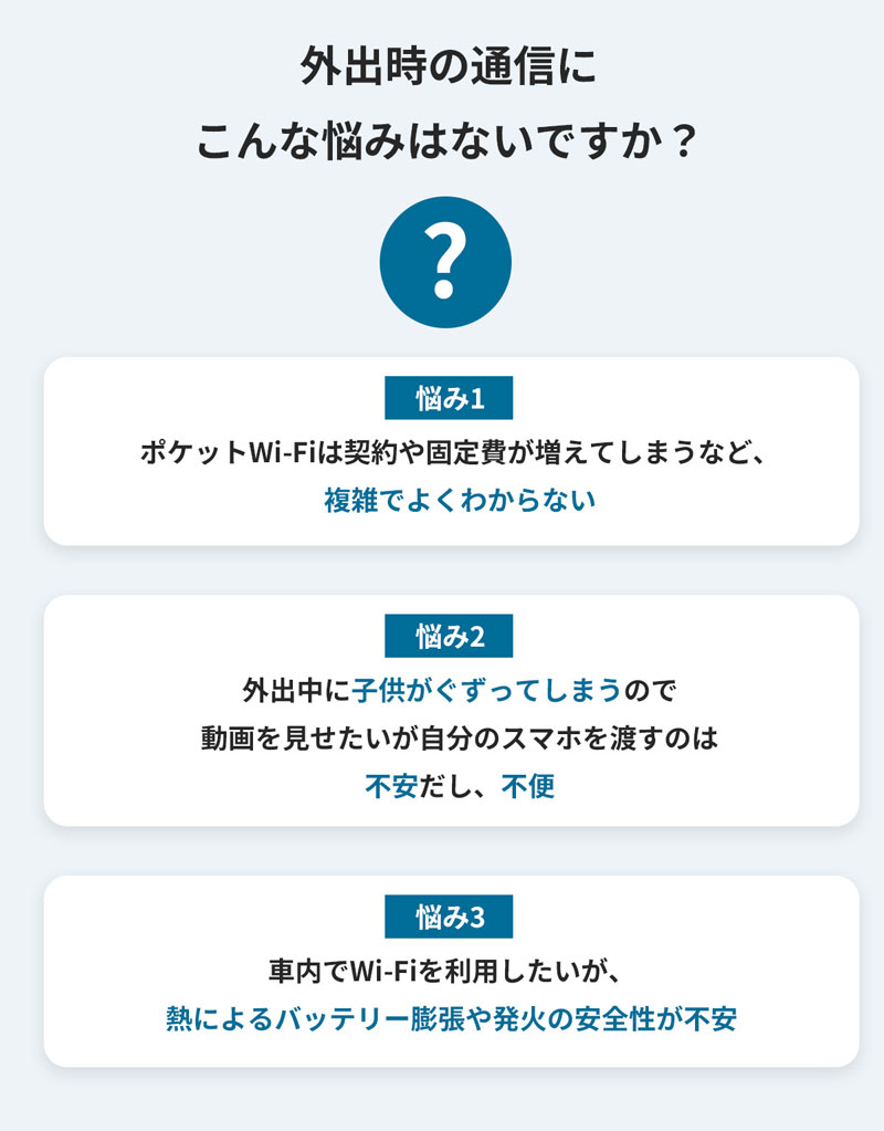外出時の通信にこんな悩みはないですか？