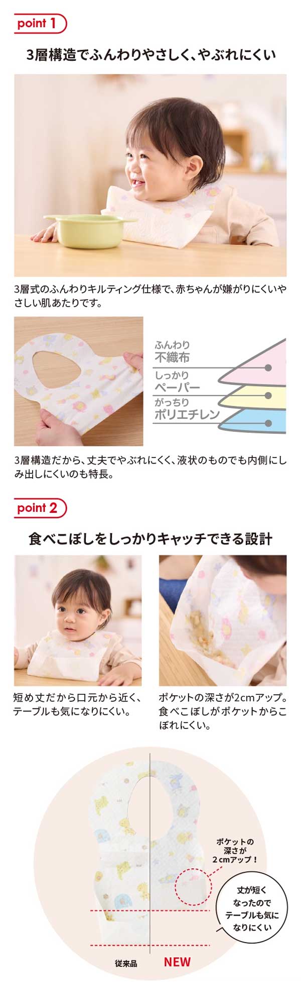 食べこぼしをしっかりキャッチできる設計