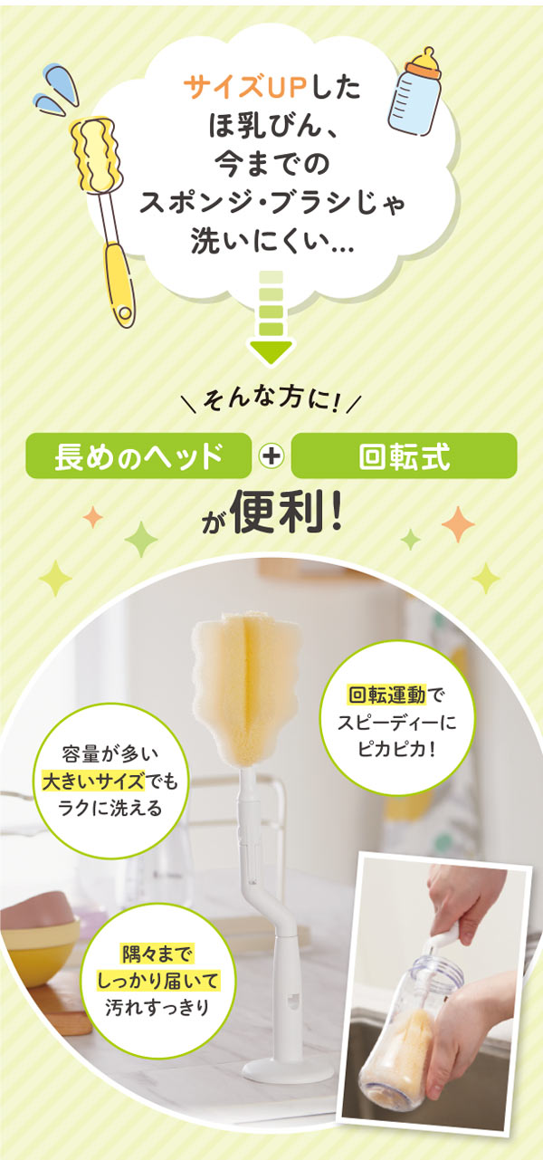 長めのヘッドと回転式が便利！
