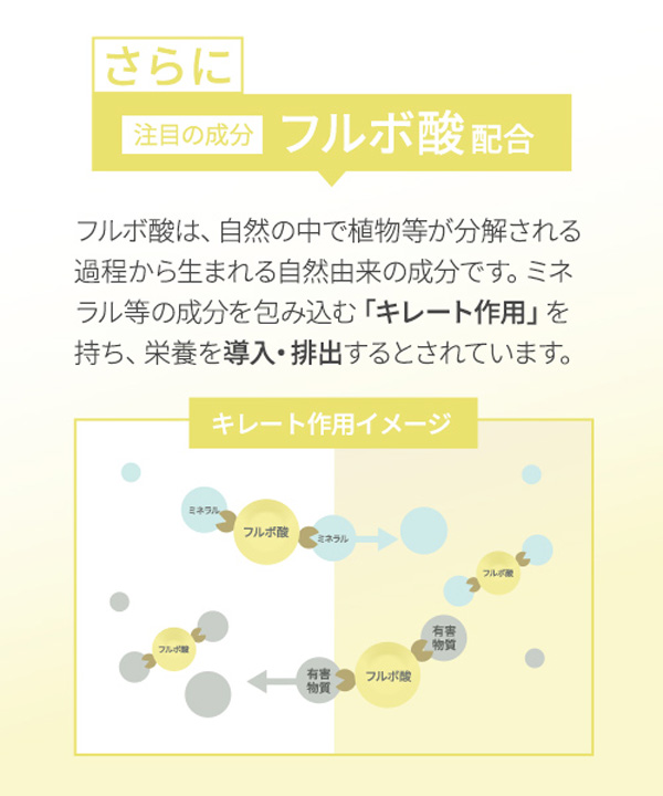 さらに注目の成分、フルボ酸配合