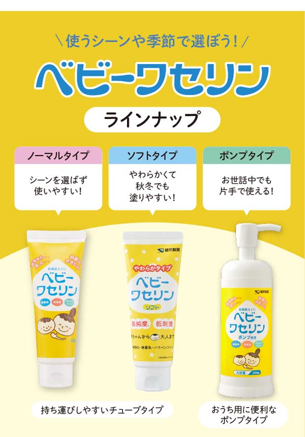 使うシーンや季節で選ぼう！ベビーワセリンラインアップ