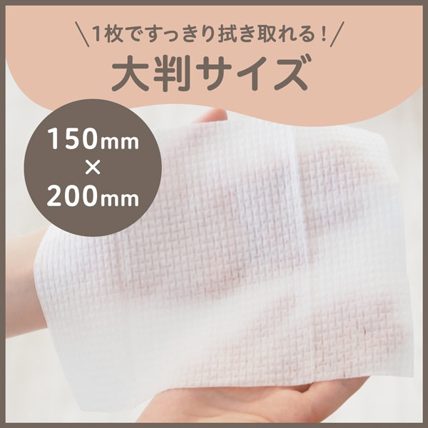 1枚ですっきりふき取れる大判サイズ
