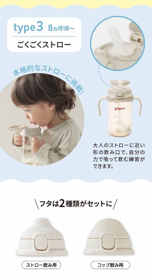フタは2種類、ストロー飲み用とコップ飲み用がセットに