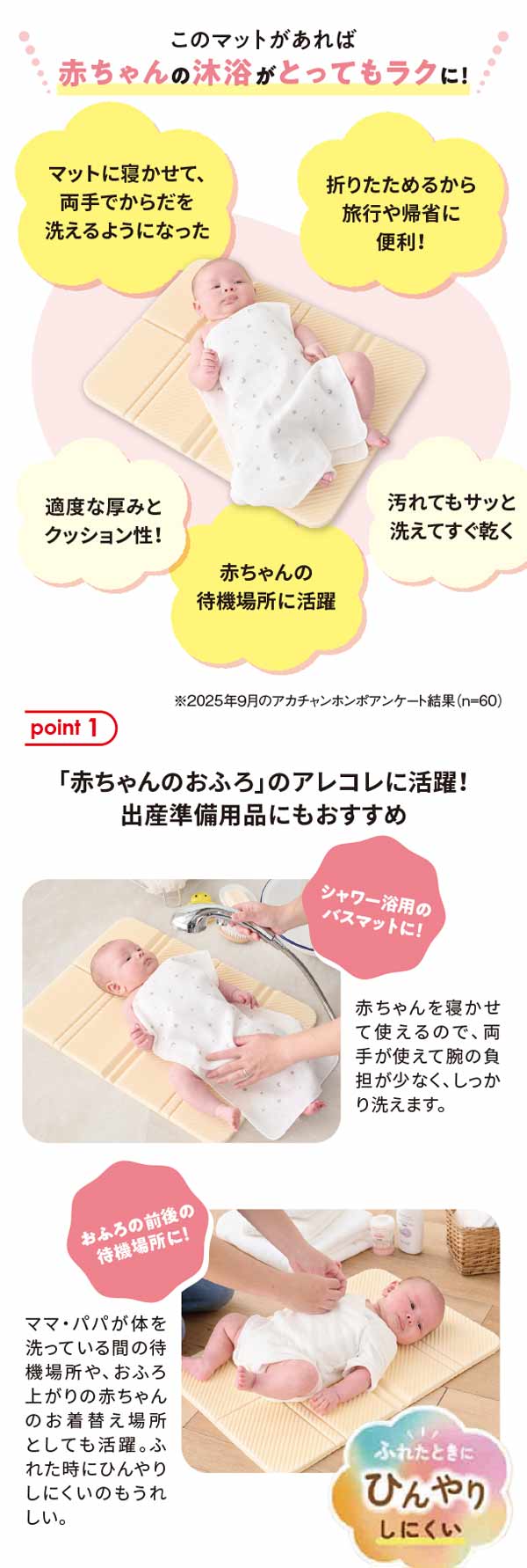 このマットがあれば赤ちゃんの沐浴がとってもラクに！