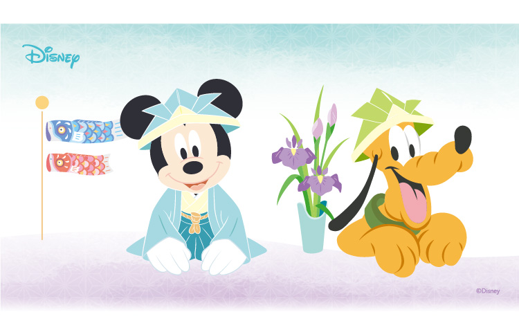 かぶとを被ったミッキーとプルートのイラスト