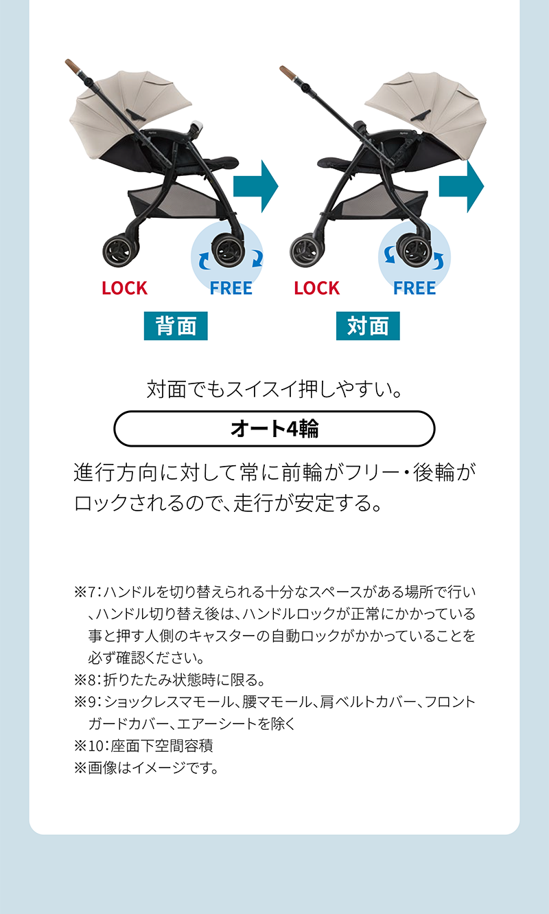 対面でもスイスイ押しやすい。 オート4輪 Which Color Fits Your Style? LINEUP