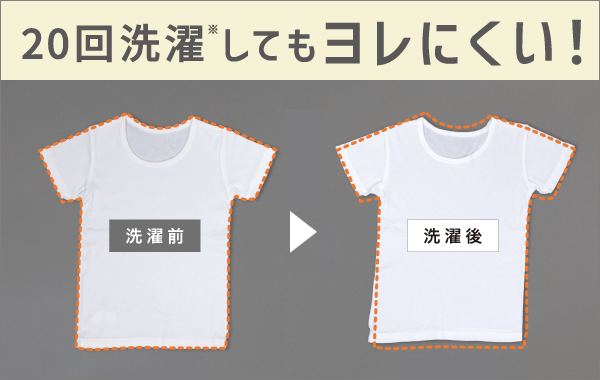 ベビー・キッズ肌着 まいにちコットン 20回洗濯※してもヨレにくい！。洗濯前と洗濯後の比較画像