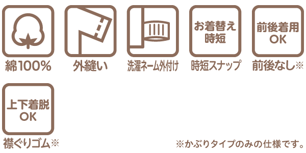 パパッとらくちんロンパースの機能アイコン