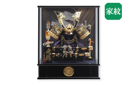 久月兜ケース飾り光輝昇龍盛上大鍬形