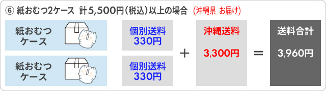 ⑥ 紙おむつ2ケース　計5,500円（税込）以上の場合(沖縄県 お届け)